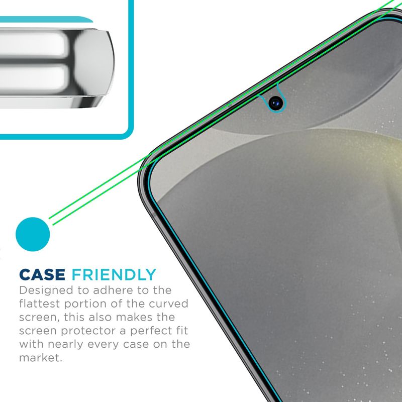 Tech Armor Samsung Galaxy S24 Screen Protector - 2 Pack, Ballistic Tempered Glass, Case-Friendly Design + Installation Tray with Bonus Lens Protector