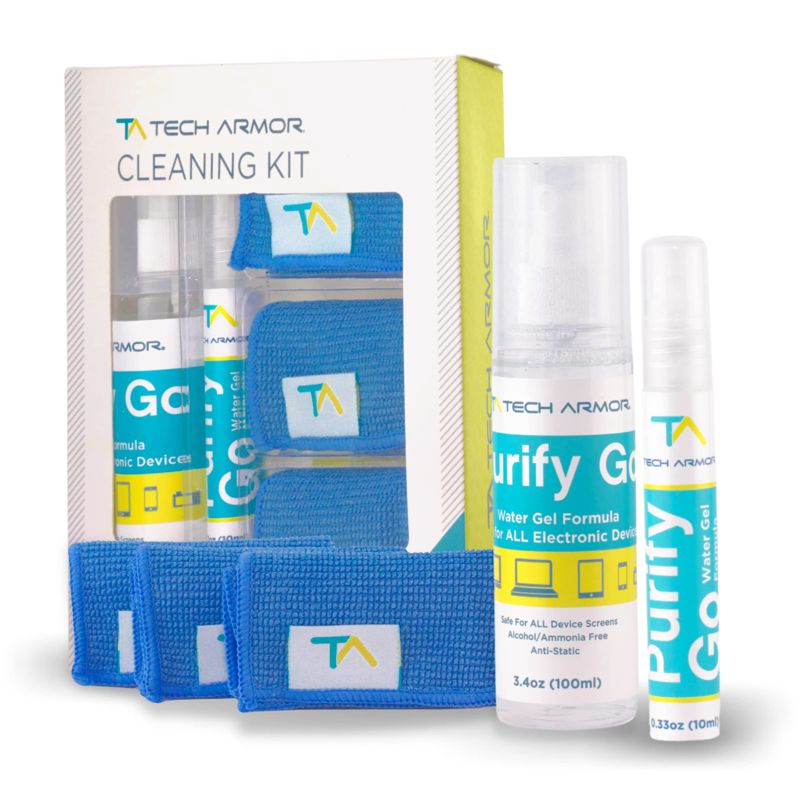 Tech Armor Screen Cleaner Kit [3.4oz +0.8oz] - Best for Smartphones, iPhones, iPads, Eyeglasses, e-Readers, Laptops, TV Screens and Monitors, Includes 3 Premium Microfiber Cloths