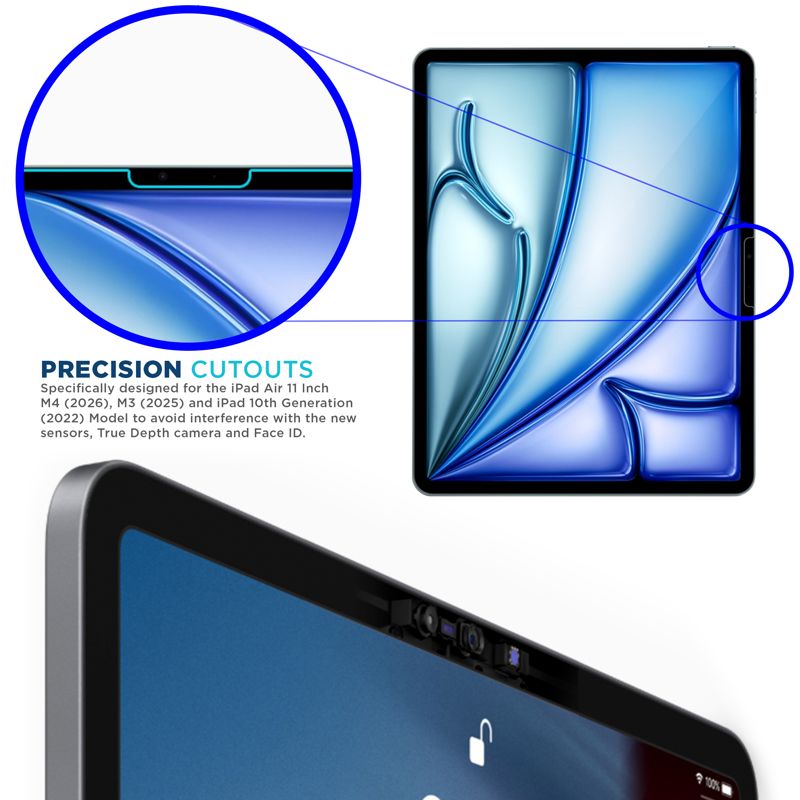 Tech Armor for iPad Air 11 Inch Screen Protector M4 2026 & M3 2025, M2 and iPad 10th Generation 2022 - Ballistic Tempered Glass, Apple Pencil Compatible, 9H+, Easy Installation Tray - 1 Pack