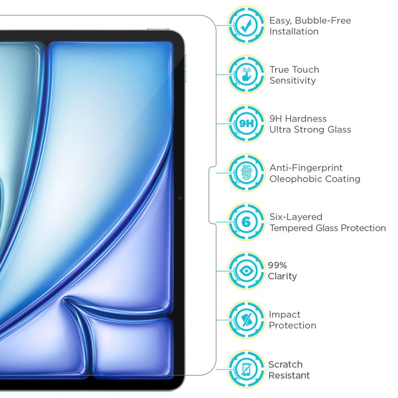 Tech Armor for iPad Air 11 Inch Screen Protector M4 2026 & M3 2025, M2 and iPad 10th Generation 2022 - Ballistic Tempered Glass, Apple Pencil Compatible, 9H+, Easy Installation Tray - 1 Pack