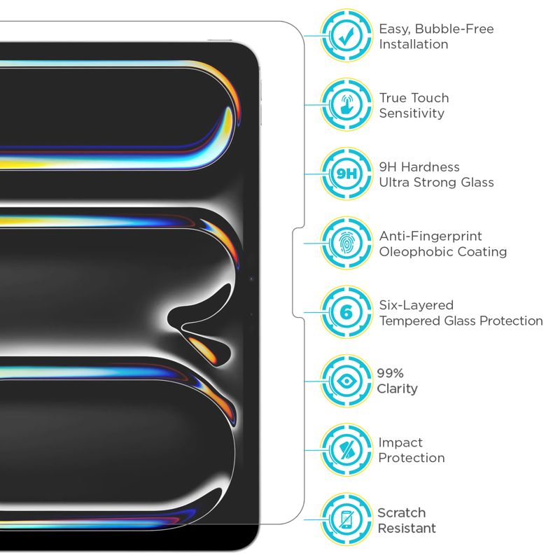 Tech Armor for iPad Pro 13 Inch Screen Protector M5 2025 & M4 2024 - Ballistic Tempered Glass, Bubble Free, 9H+, HD Clear, Scratch Resistant + Easy Installation Tray - 1 Pack