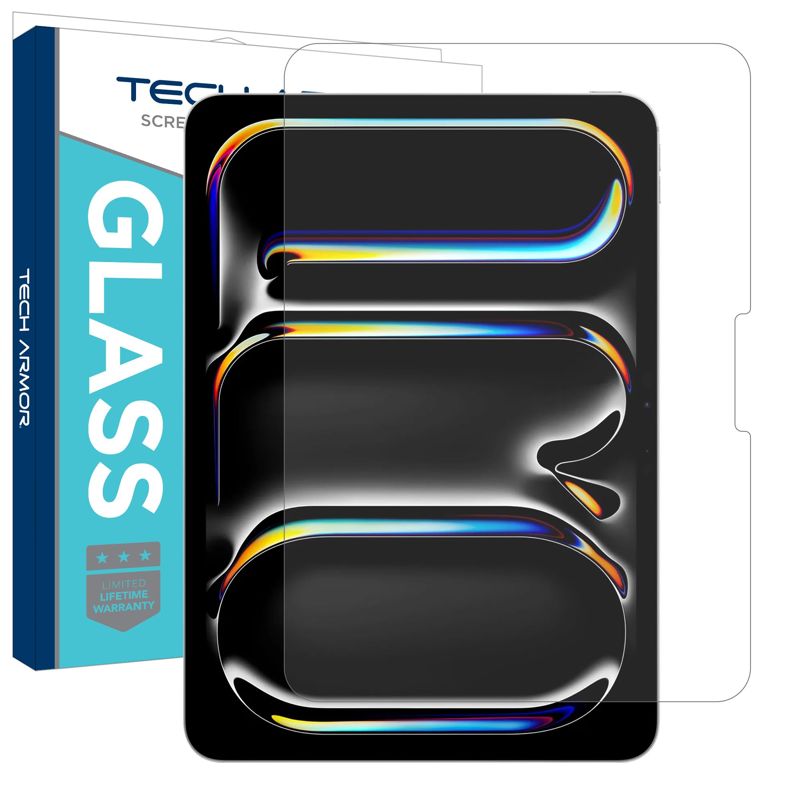 Tech Armor for iPad Pro 13 Inch Screen Protector M5 2025 & M4 2024 - Ballistic Tempered Glass, Bubble Free, 9H+, HD Clear, Scratch Resistant + Easy Installation Tray - 1 Pack