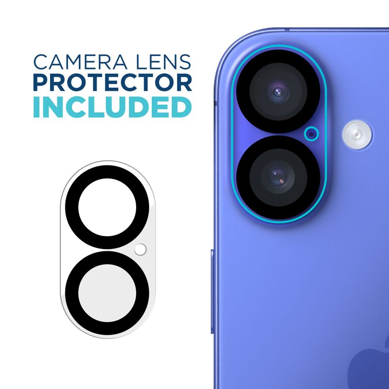 Tech Armor iPhone 16 Screen Protector - Ballistic Tempered Glass, Case Friendly, 3 Pack + Bonus Camera Lens Protector