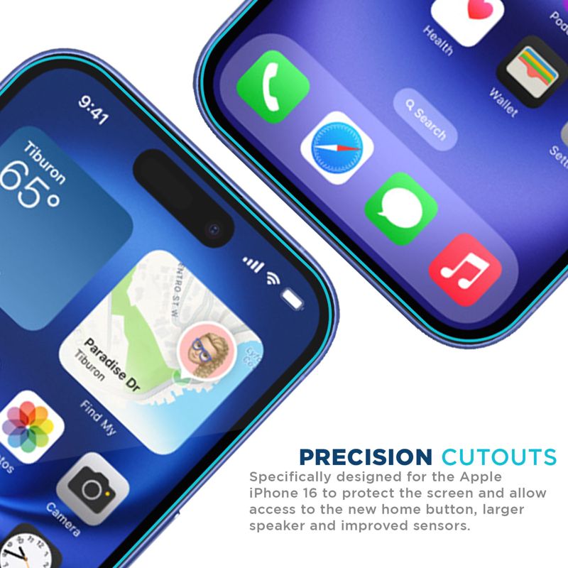 Tech Armor iPhone 16 Screen Protector - Ballistic Tempered Glass, Case Friendly, 3 Pack + Bonus Camera Lens Protector