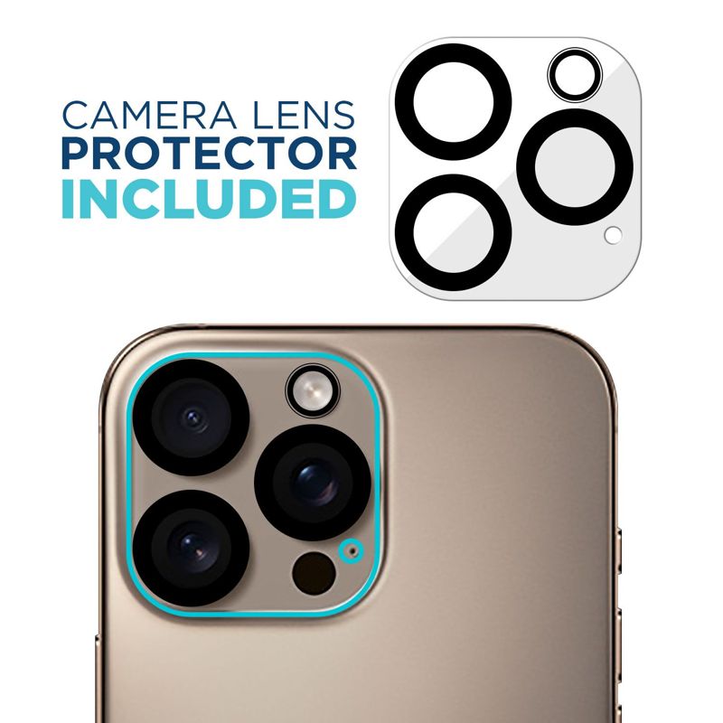 Tech Armor iPhone 16 Pro Max Screen Protector  - Ballistic Tempered Glass, Case Friendly, 3 Pack + Bonus Camera Lens Protector