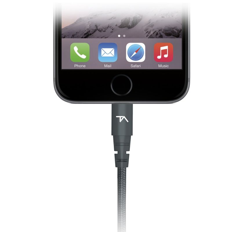 Tech Armor Apple MFi Certified Lightning to USB Sync/Charge Cable Compatible with iPhone or iPad, Made with Kevlar, Tough-Braided Extra-Strong Jacket (Space Gray, 6 Feet)