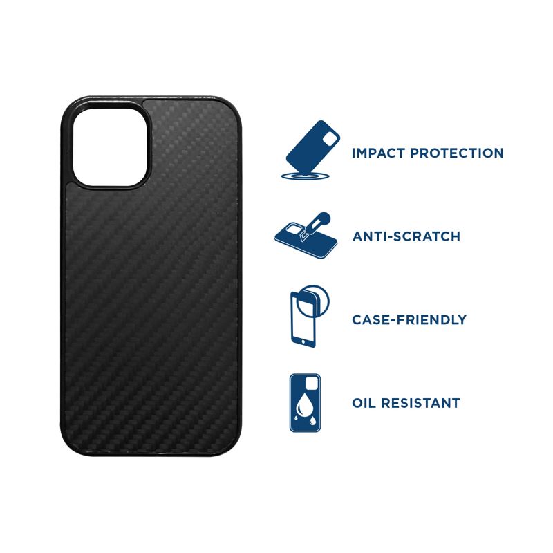 Tech Armor for iPhone 12 / 12 Pro Carbon Fiber Case + Ballistic Glass Screen Protector, Matte Black Lightweight, Protective Case with Alignment Tray & Cleaning Kit - 1 Pack