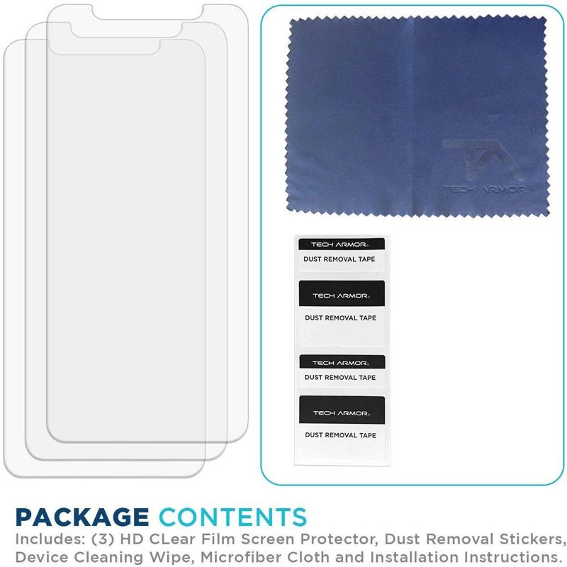Tech Armor HD Clear Film Screen Protector Designed for Apple iPhone 11 Pro , iPhone X and iPhone Xs 5.8 Inch 3 Pack 2019