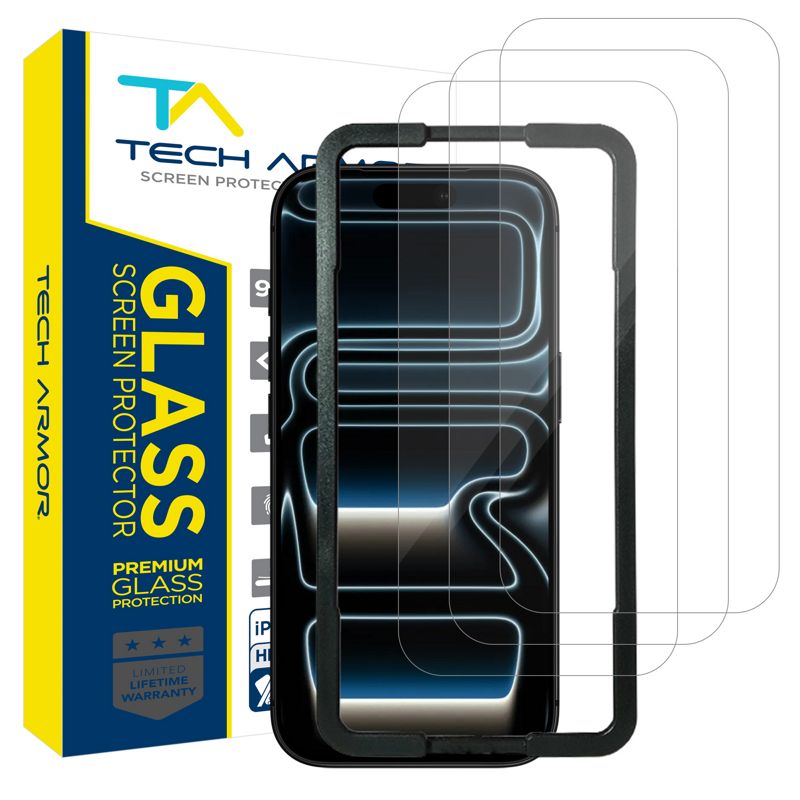 Tech Armor iPhone 17 Pro Screen Protector Glass 6.3 inch - Ballistic Tempered, Easy Install, 3 Pack