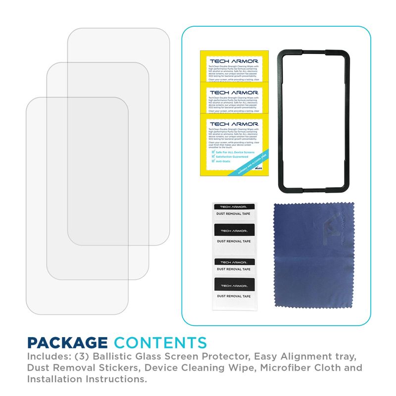 Tech Armor iPhone 17 Pro Screen Protector Glass 6.3 inch - Ballistic Tempered, Easy Install, 3 Pack