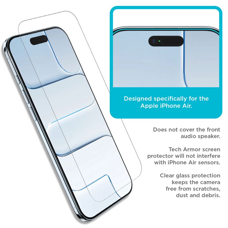 Tech Armor iPhone 17 Air Screen Protector 6.5 inch - HD Clear Film, Crystal Clear Clarity, E, 4 Pack