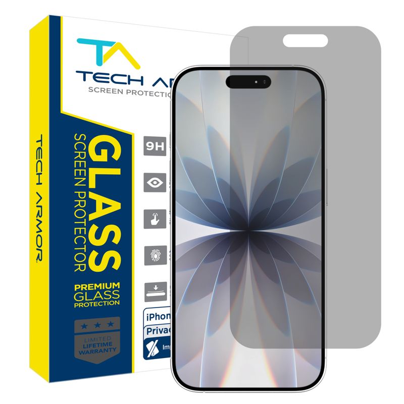 Tech Armor for iPhone 17 Screen Protector Privacy Glass 6.3 inch - Ballistic Tempered, Anti-Spy, Case Friendly, Easy Installation, Bubble Free, Touch Support, 1 Pack