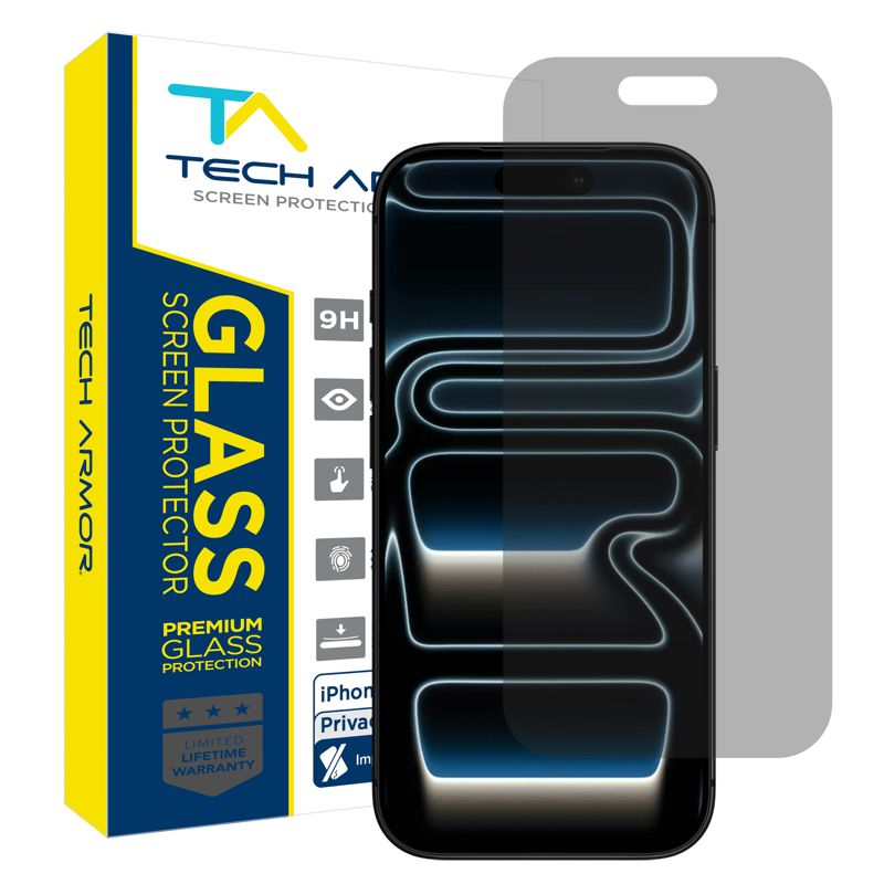 Tech Armor for  iPhone 17 Pro Screen Protector Privacy Glass 6.3 inch - Ballistic Tempered, Anti-Spy, Case Friendly, Easy Installation, Bubble Free, Touch Support, 1 Pack