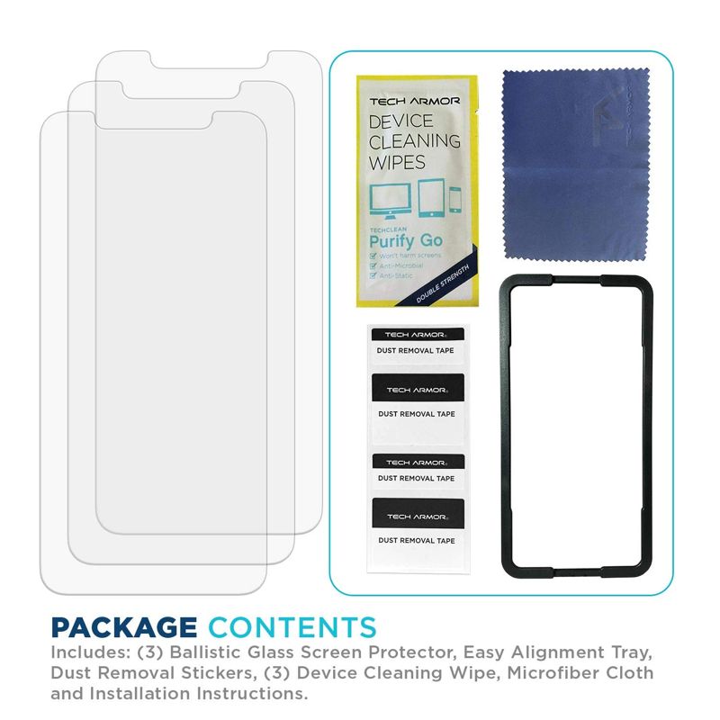 Tech Armor Ballistic Glass Screen Protector Designed for Apple iPhone 11 Pro , iPhone Xs and iPhone X 5.8 Inch 3 Pack Tempered Glass 2019