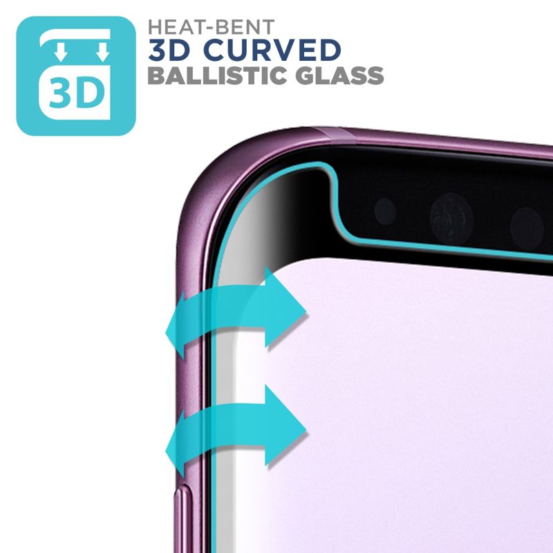 Tech Armor 3D Curved HD Clear Ballistic Glass Screen Protector Designed for Samsung Galaxy S9 Plus ( 2018 ) 1 Pack Tempered Glass