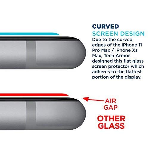 Tech Armor Ballistic Glass Screen Protector Designed for New 2019 Apple iPhone 11 Pro Max and iPhone Xs Max 6.5 Inch 3 Pack Tempered Glass 2019
