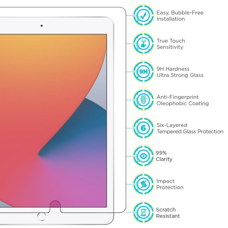 Tech Armor Ballistic Glass Screen Protector Designed for New Apple iPad 10.2 Inch 2021, 2020 and 2019 Tempered Glass 1 Pack