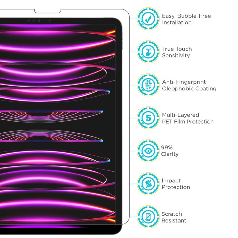 Tech Armor Matte Anti-Glare / Anti-Fingerprint Film Screen Protector Designed for Apple NEW iPad Pro 12.9 Inch 2022, 2021 , 2020 , 2018 2 Pack