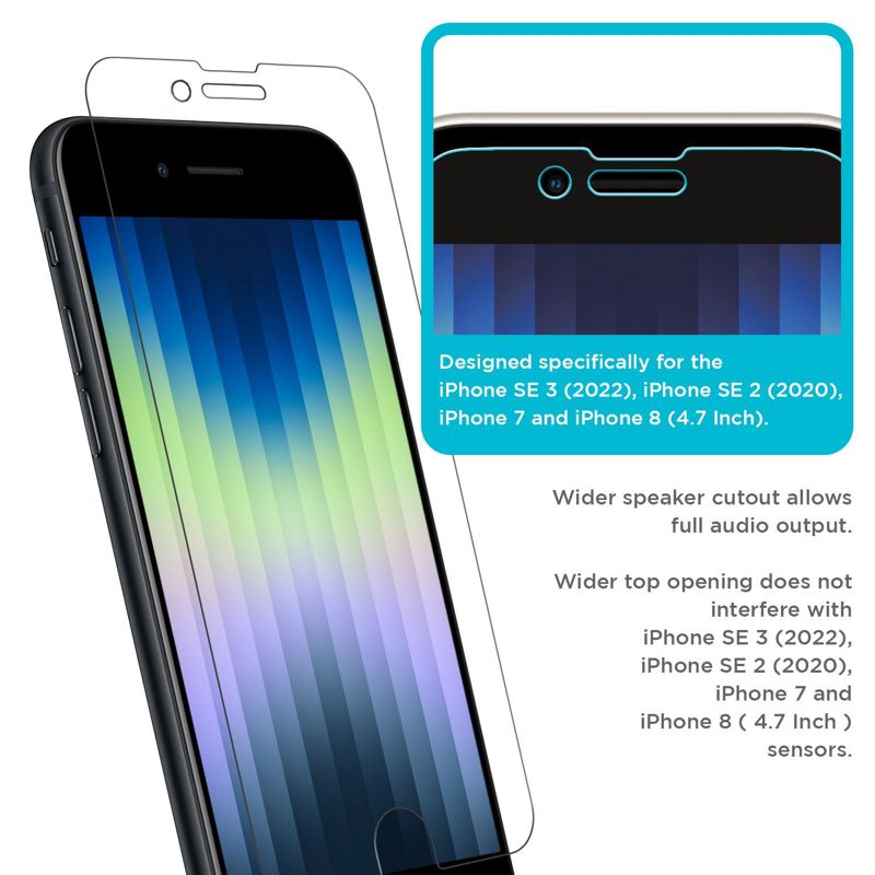 Tech Armor HD Clear Film Screen Protector Designed for Apple iPhone SE 3 (2022), iPhone SE 2 (2020) , iPhone 7 and iPhone 8 ( 4.7 Inch ) 4 Pack