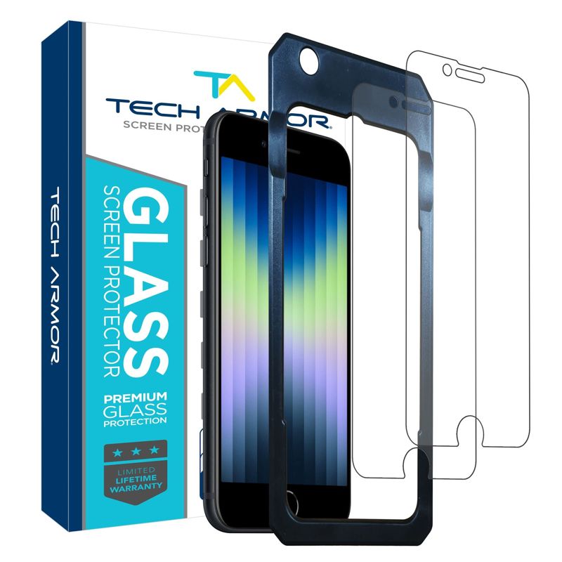 Tech Armor Ballistic Glass Screen Protector Designed for Apple iPhone SE 3 (2022), iPhone SE 2 (2020) , iPhone 6 , 6S , 7, 8 ( 4.7 Inch ) 2 Pack Tempered Glass