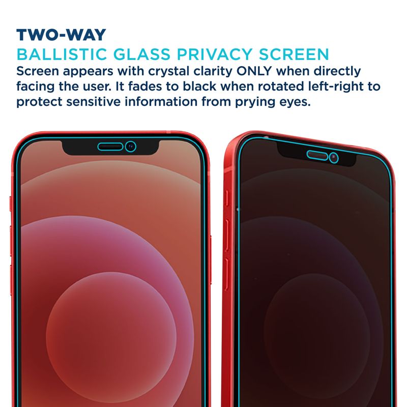 Tech Armor Privacy Ballistic Glass Screen Protector Designed for Apple iPhone 12 mini 5.4 Inch 1 Pack Tempered Glass