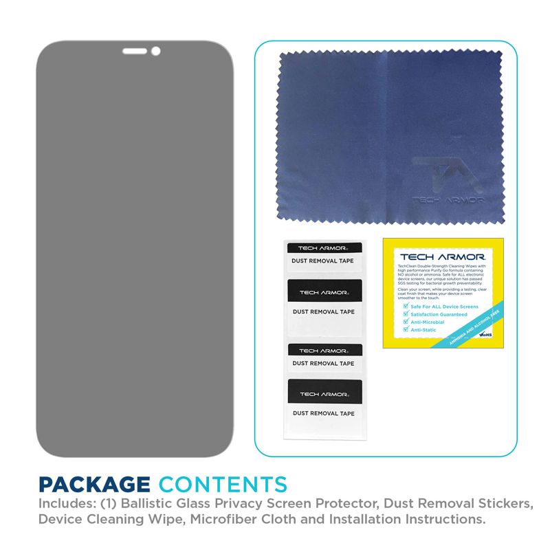 Tech Armor Privacy Ballistic Glass Screen Protector Designed for Apple iPhone 12 mini 5.4 Inch 1 Pack Tempered Glass