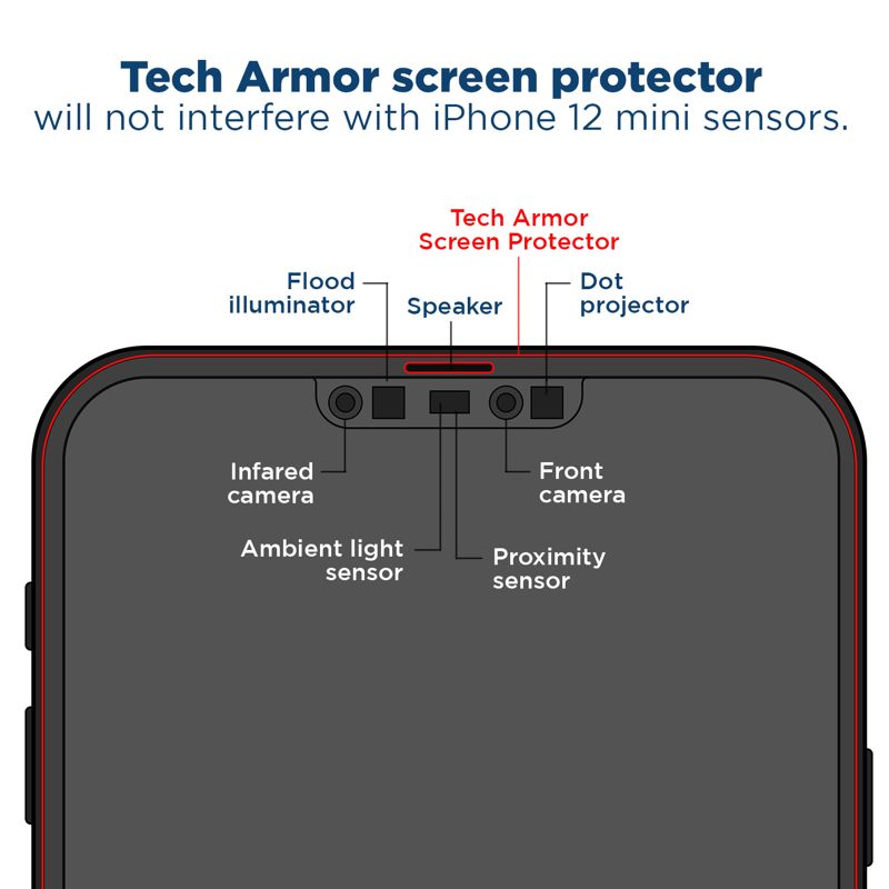 Tech Armor Edge to Edge Glass Screen Protector Designed for Apple iPhone 12 mini 5.4 Inch 1 Pack Tempered Glass Full Protection 2020