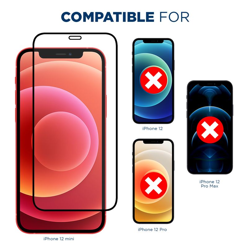 Tech Armor Edge to Edge Glass Screen Protector Designed for Apple iPhone 12 mini 5.4 Inch 1 Pack Tempered Glass Full Protection 2020