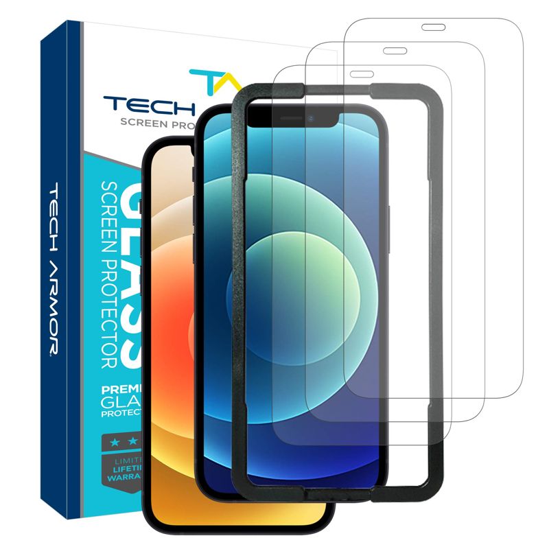 Tech Armor Ballistic Glass Screen Protector Designed for Apple iPhone 12 and iPhone 12 Pro 6.1 Inch 3 Pack Tempered Glass 2020