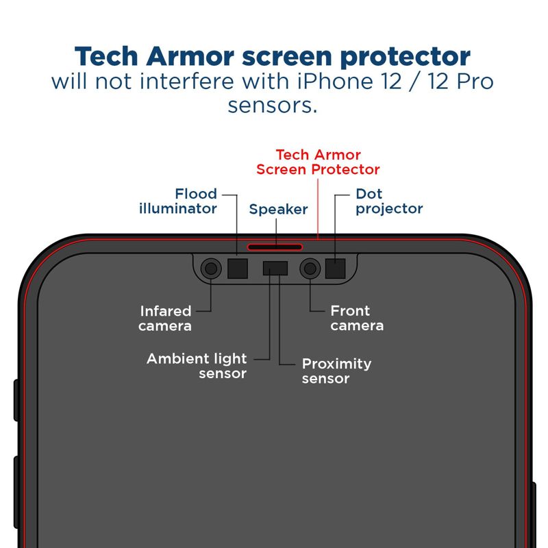 Tech Armor Ballistic Glass Screen Protector Designed for Apple iPhone 12 and iPhone 12 Pro 6.1 Inch 3 Pack Tempered Glass 2020