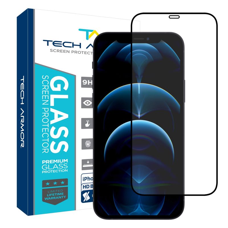 Tech Armor Edge to Edge Glass Screen Protector for Apple NEW iPhone 12 Pro Max 6.7 Inch 1 Pack Tempered Glass Full Protection 2020