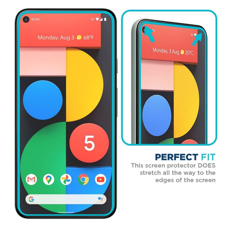 Tech Armor Ballistic Glass 3D Curved Screen Protector Designed for Google Pixel 5 ( 2020 ) 1 Pack Tempered Glass