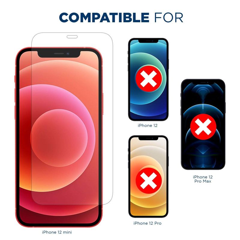 Tech Armor HD Clear Camera Lens Protector and Ballistic Glass Screen Protector Designed for iPhone 12 mini 5.4 Inch 1 Pack Tempered Glass 2020