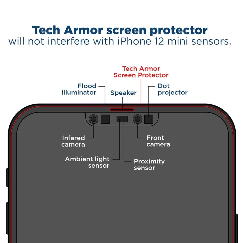 Tech Armor HD Clear Camera Lens Protector and Ballistic Glass Screen Protector Designed for iPhone 12 mini 5.4 Inch 1 Pack Tempered Glass 2020