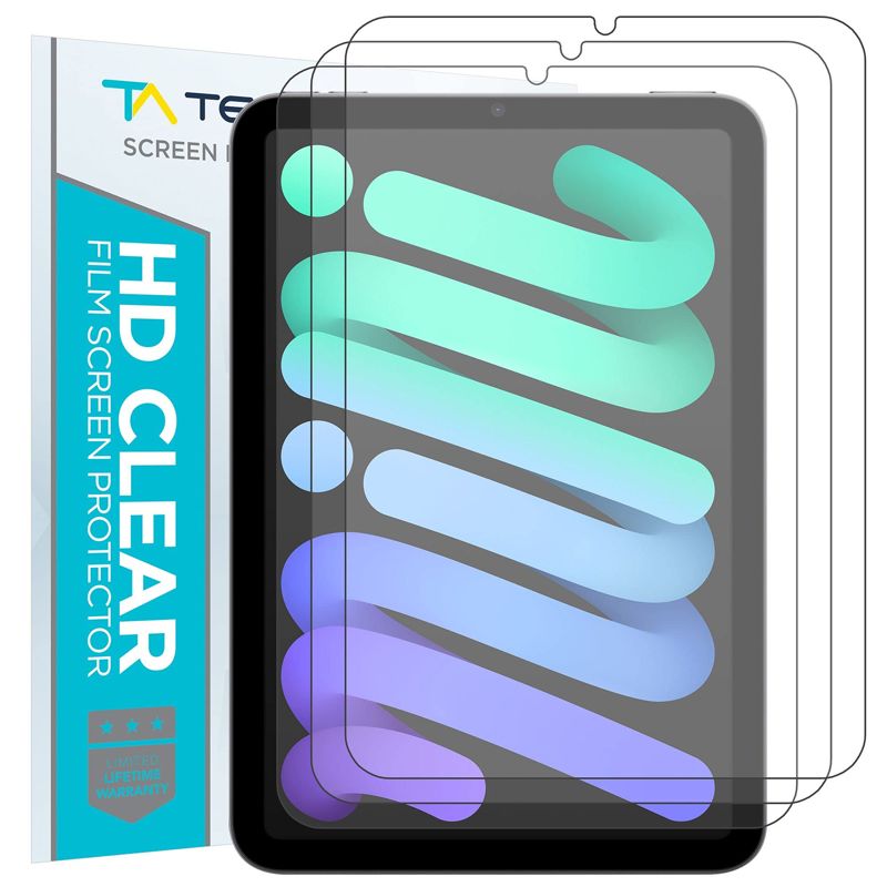 Tech Armor HD Clear Film Screen Protector for Apple NEW iPad Mini 7 (7th Gen, 2024) and iPad Mini 6 (6th Gen, 2021) 8.6 Inch 3 Pack