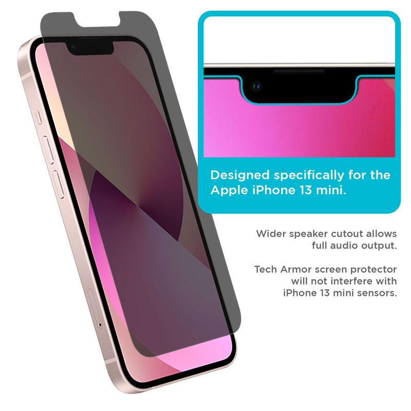 Tech Armor Privacy Ballistic Glass Screen Protector Designed for Apple NEW iPhone 13 mini 5.4 Inch 1 Pack Tempered Glass 2021