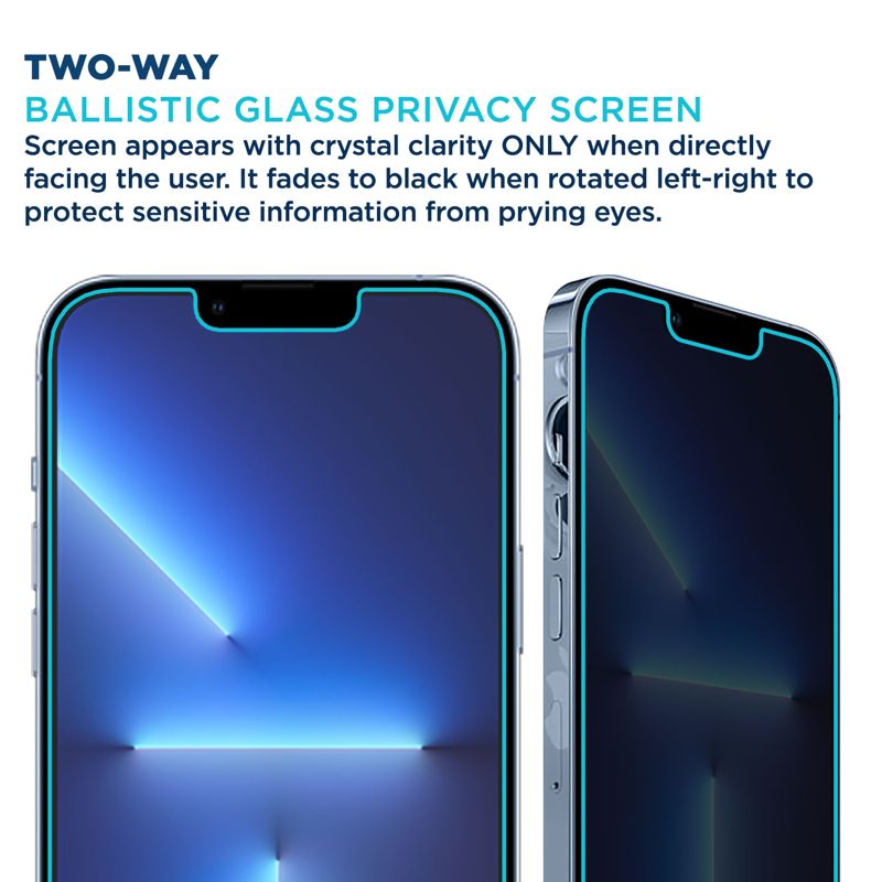 Tech Armor 1 Pack Privacy Ballistic Glass Screen Protector Compatible for Apple NEW iPhone 14 (2022) , iPhone 13 Pro (2021) and iPhone 13 5G 6.1 Inch Tempered Glass