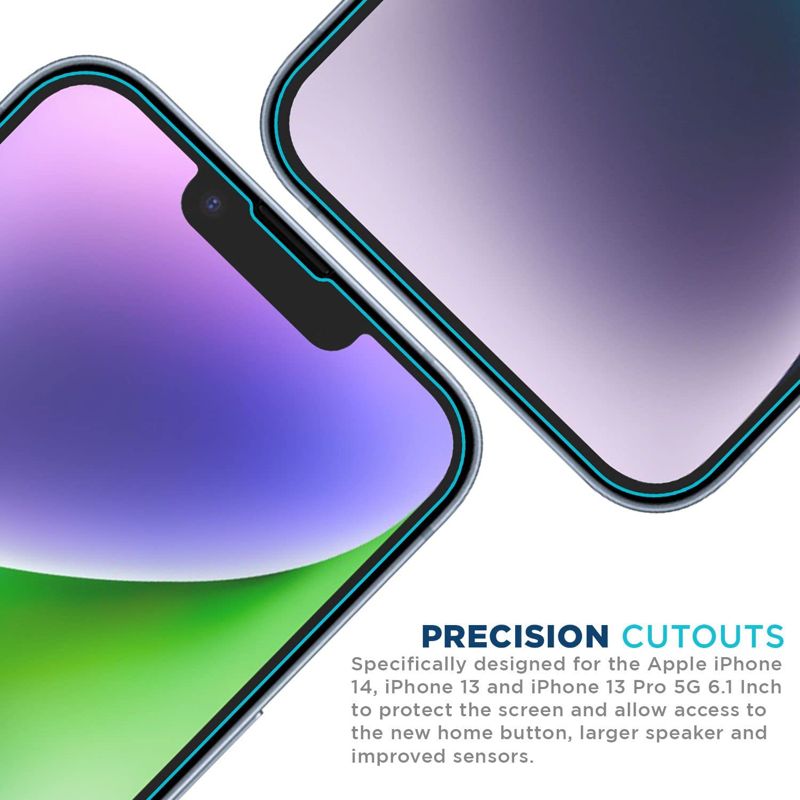 Tech Armor 3 Pack Ballistic Glass Screen Protector Compatible for Apple NEW iPhone 14 (2022) , iPhone 13 and iPhone 13 Pro (2021) 5G 6.1 Inch Tempered Glass