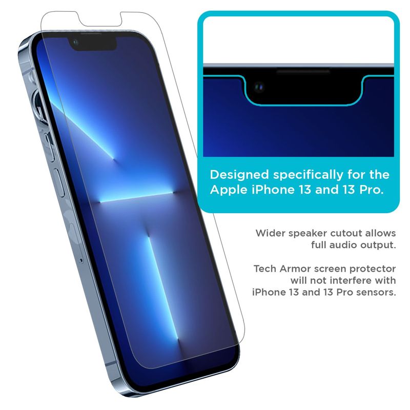 Tech Armor 4 Pack HD Clear Film Screen Protector Compatible for Apple NEW iPhone 14 (2022) , iPhone 13 and iPhone 13 Pro (2021) 5G 6.1 Inch