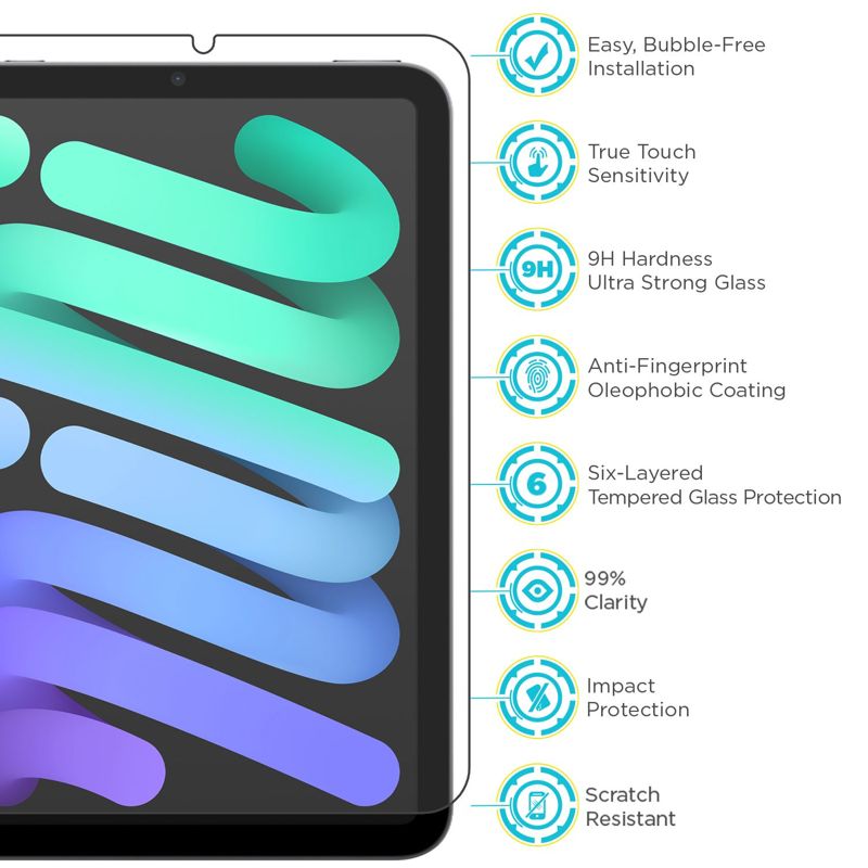 Tech Armor Ballistic Glass Screen Protector for Apple NEW iPad Mini 7 (7th Gen, 2024) and iPad Mini 6 (6th Gen, 2021) 8.3 Inch 1 Pack