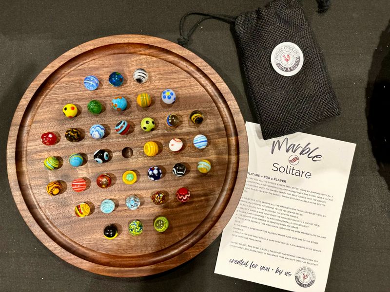 Marble Solitare Game (11 inch - Black Walnut)