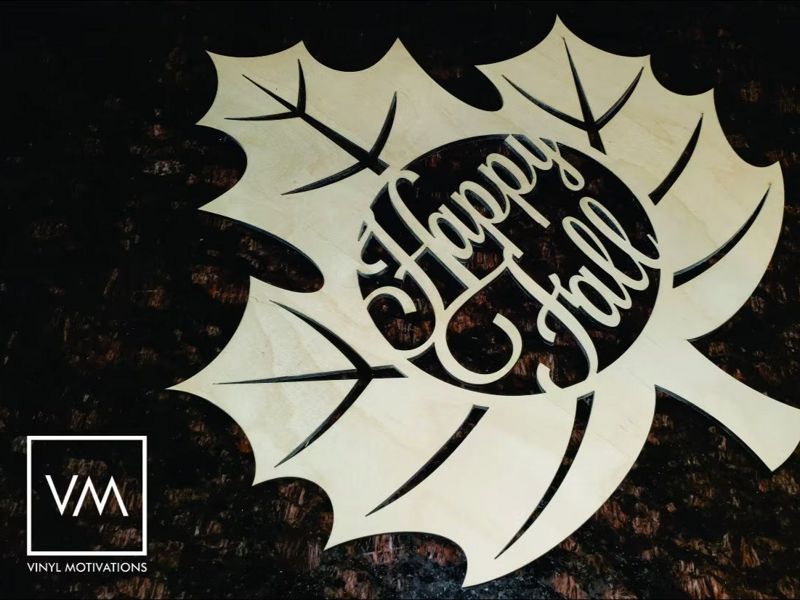 Leaf Monogram Happy Fall / Custom - SVG, Design File