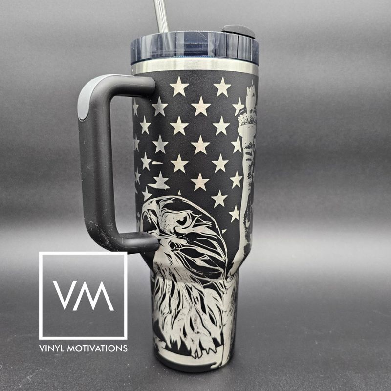 Lady Liberty Tumbler Engraved Stanley Quencher 40oz (Cream)