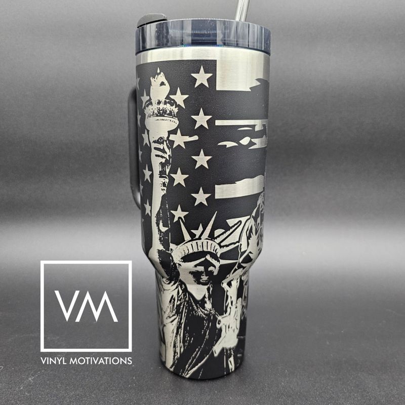 Lady Liberty Tumbler Engraved Stanley Quencher 40oz (Cream)