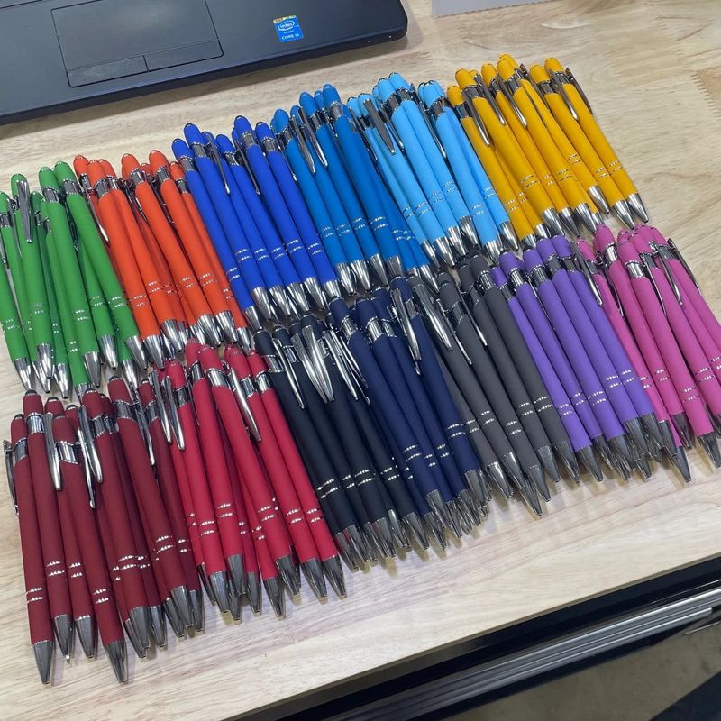 Soft Touch Laser Engraved Stylus Pens (50ct) (Black)