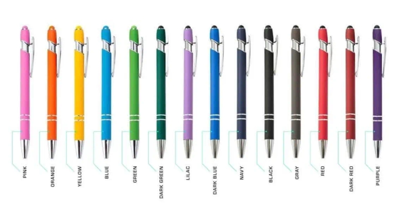 Soft Touch Laser Engraved Stylus Pens (50ct) (Black)