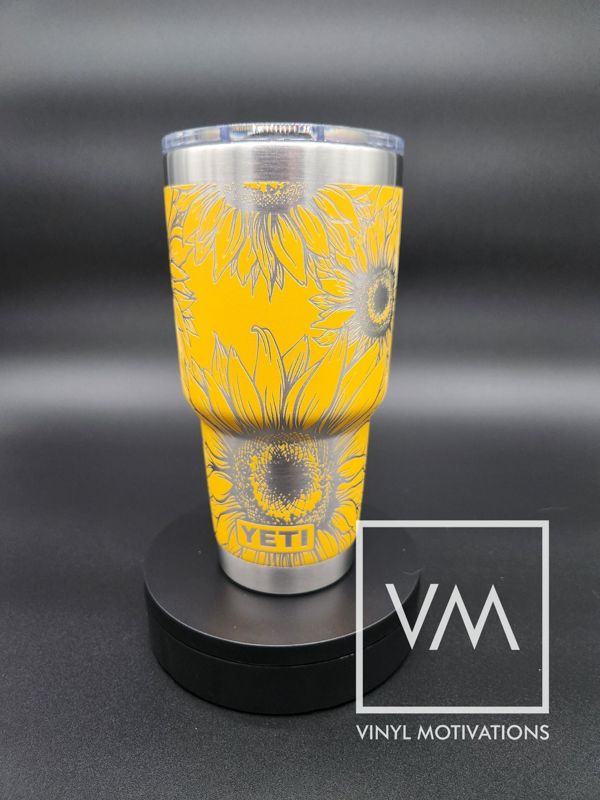 Sunflower Tumbler Engraved Yeti 30oz (Navy, Sunflower Only)