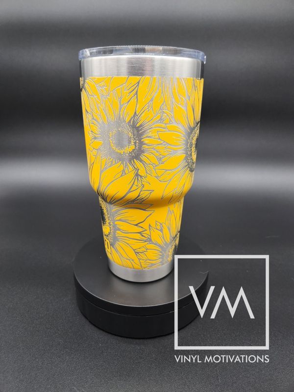Sunflower Tumbler Engraved Yeti 30oz (Navy, Sunflower Only)