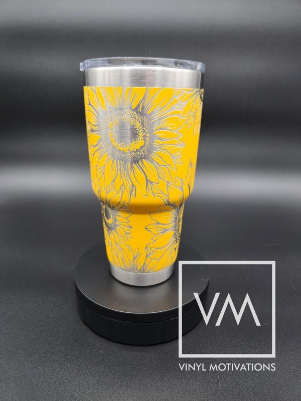 Sunflower Tumbler Engraved Yeti 30oz (Navy, Sunflower Only)