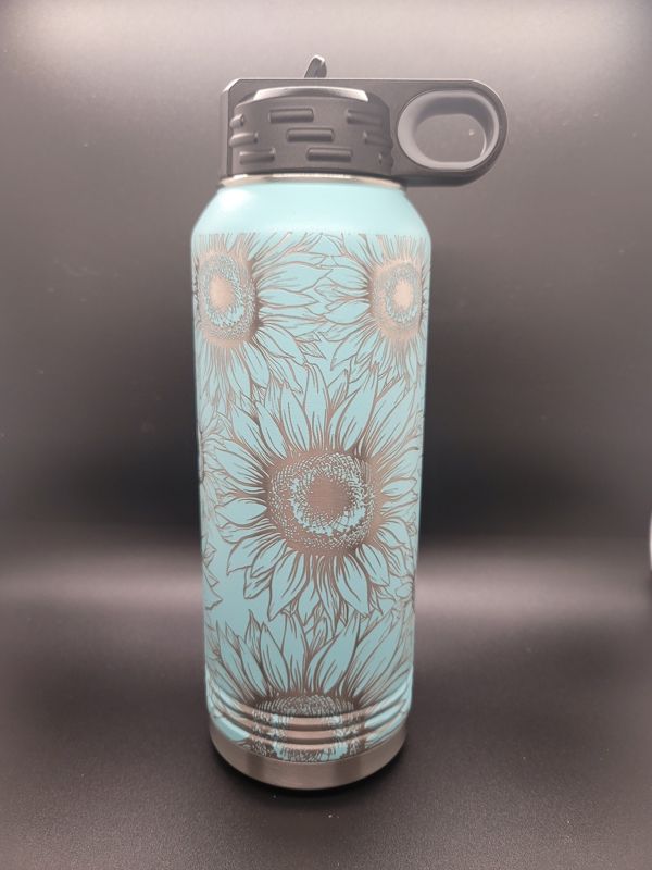 Spring Sunflower Tumbler Water Bottle Engraved Polar Camel 30oz (White)